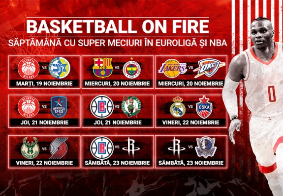 Săptămână cu super meciuri în Euroligă și NBA