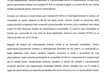 Document oficial. Condițiile pentru organizarea competițiilor în spațiile închise pentru sporturile de echipă